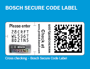 identify genuine bosch parts using the Bosch secure code label